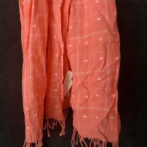 Eileen Fisher silk scarf 18”x72” coral orange